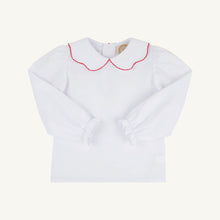 Load image into Gallery viewer, Emma's Elbow Patch Top - Worth Ave White w/ Richmond Red - Broadcloth
