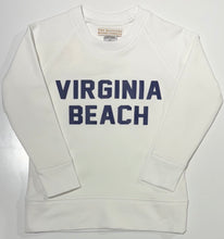 Load image into Gallery viewer, Women's City Hopper Sweatshirt - Virginia Beach - Worth Ave White w/ Navy
