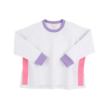 Load image into Gallery viewer, Courtney's Cozy Crewneck - Worth Ave White w/ Palisades Purple &amp; Romany Rose
