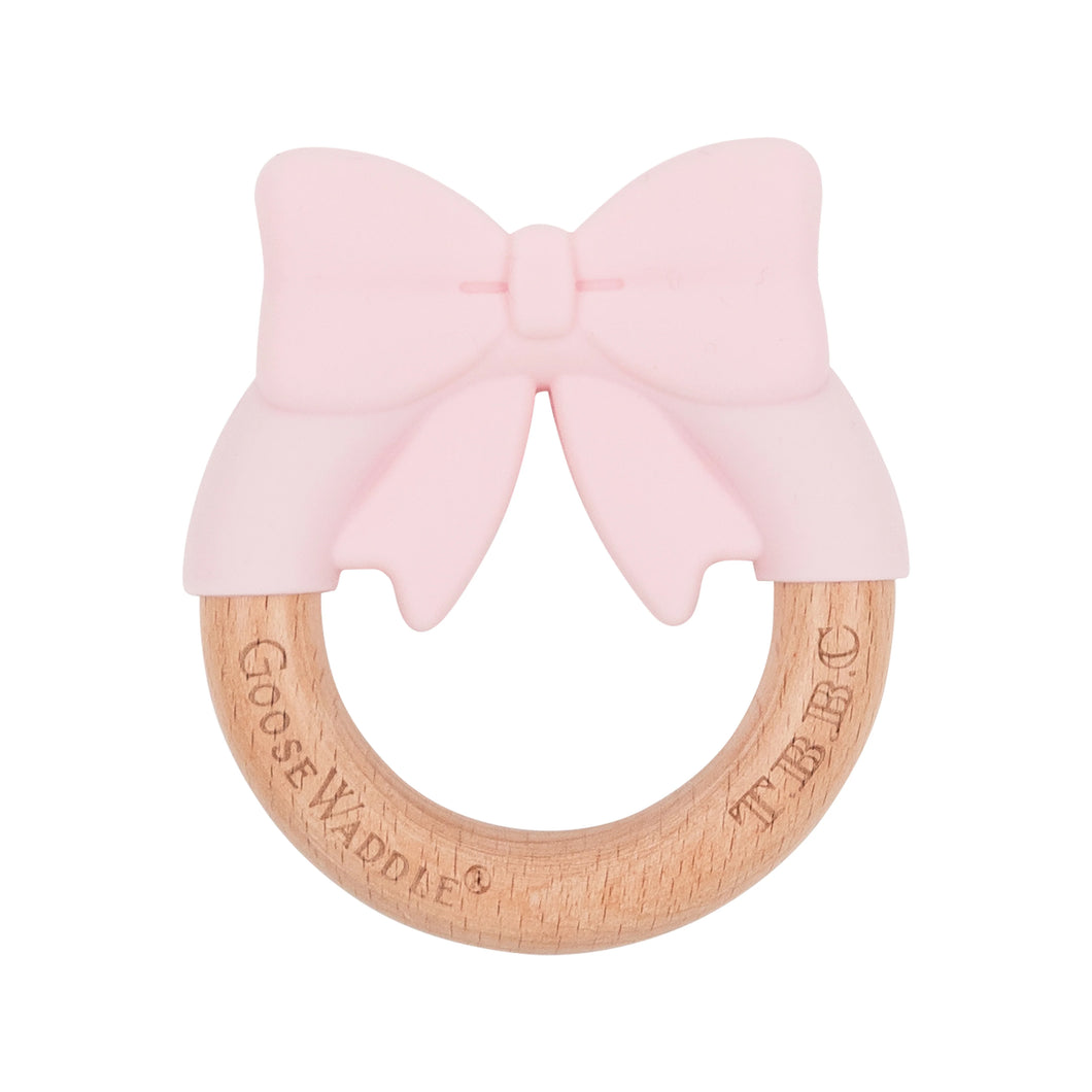 Teether - Wooden & Silicone - Pink Bow or Yellow Duck