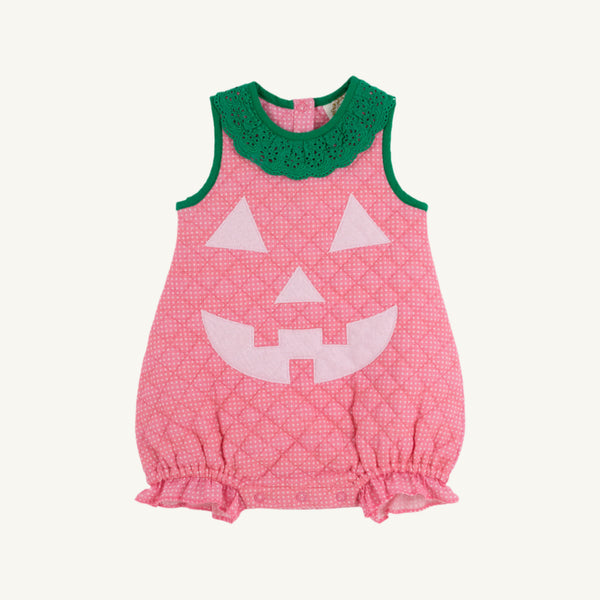 Happy Halloween Costume - Pumpkin - Hamptons Hot Pink Micro Dot w/ Kelly Green