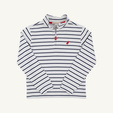 Load image into Gallery viewer, Hayword Half-Zip - Worth Ave White w/ Nantucket Navy Stripe &amp; Red
