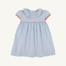 Load image into Gallery viewer, Ramona Ruffle Dress - Barrington Blue Mini Windowpane w/ Parrot Cay Coral
