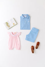 Load image into Gallery viewer, Prim &amp; Proper Polo - Sumner County Stripe in Sunrise Blvd Blue
