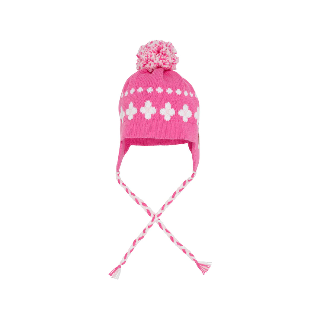 Parrish Pom Pom Hat - Hamptons Hot Pink w/ Worth Ave White