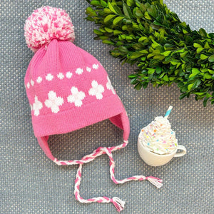 Parrish Pom Pom Hat - Hamptons Hot Pink w/ Worth Ave White