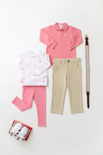 Load image into Gallery viewer, Prim and Proper Polo - Nantucket Red w/ Worth Ave White Stork - Long Sleeve
