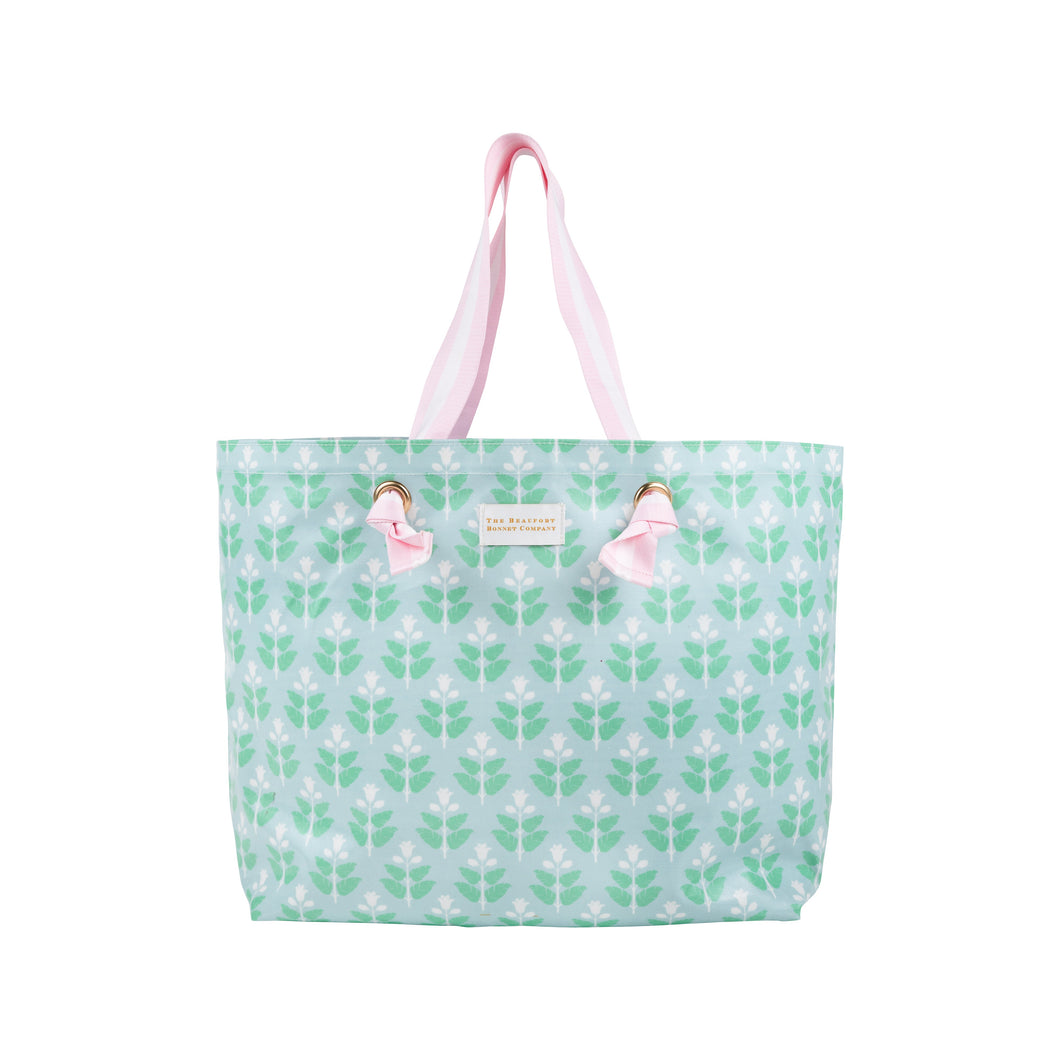 Isabelle Beach Bag - Hanover Hand Block w/ Palm Beach Pink
