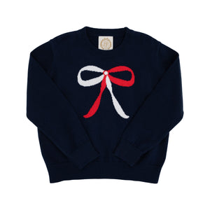 Isabelle's Intarsia Sweater - Nantucket Navy w/ Bow Intarsia