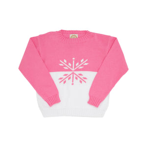 Isabelle's Intarsia Sweater - Hamptons Hot Pink & Worth Ave White - Snowflake