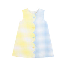 Load image into Gallery viewer, Kennedy Colorblock Jumper - Lake Worth Yellow &amp; Buckhead Blue Gingham - Woven
