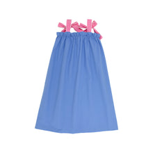Load image into Gallery viewer, Lainey&#39;s Little Dress - Barbados Blue w/ Hamptons Hot Pink Tie Straps - Broadcloth
