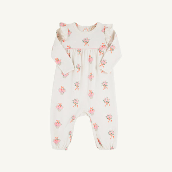 Leigh Ann Angel Sleeve Romper - Nonesuch Stems (Pearl) - Long Sleeve