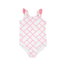 Load image into Gallery viewer, Long Bay Bathing Suit - Bamboo Proverbs (Pink) w/ Hamptons Hot Pink
