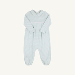 Bradford Romper - Old Greenwich Green Stripe - Long Sleeve