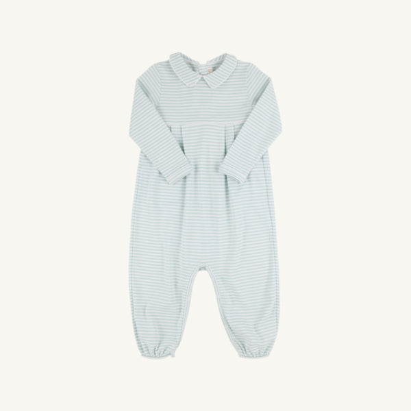 Bradford Romper - Old Greenwich Green Stripe - Long Sleeve