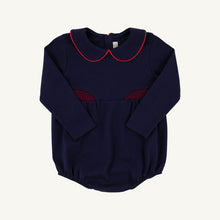 Load image into Gallery viewer, Brentley Bubble - Nantucket Navy w/ Red - Smocking - Long Sleeve - Pima
