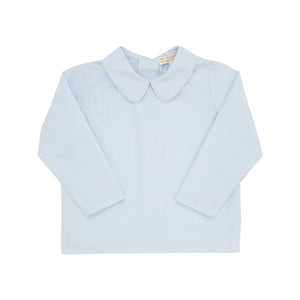 Peter Pan Collar Shirt - Barrington Blue Mini Windowpane - Long Sleeve - Woven