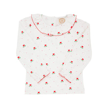 Load image into Gallery viewer, Ramona Ruffle Collar Shirt - Hartland Holly w/ Richmond Red - Long Sleeve
