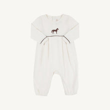 Load image into Gallery viewer, Bradford Romper - Palmetto Pearl w/ Gray Bay Brown - Horse Embroidery - Long Sleeve
