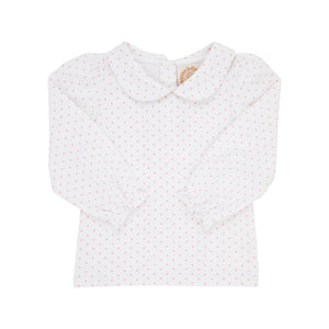 Maude's Peter Pan Collar Shirt - Sandpearl Pink Microdot - Long Sleeve - Pima