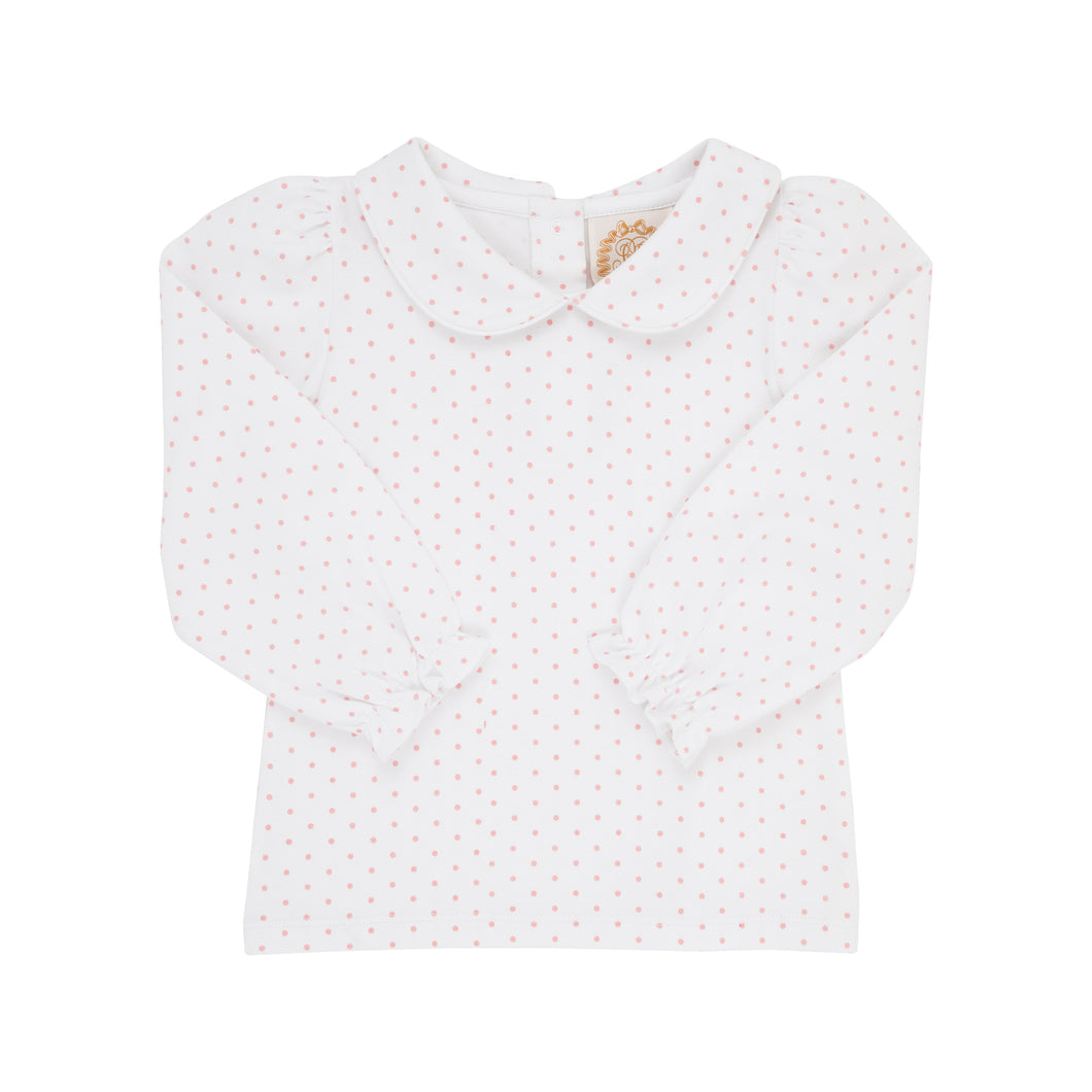 Maude's Peter Pan Collar Shirt - Sandpearl Pink Microdot - Long Sleeve - Pima