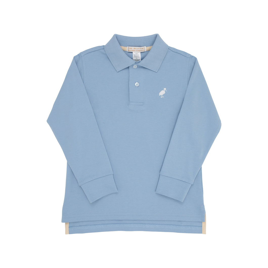 Prim & Proper Polo - Barrington Blue w/ Worth Ave White - Long Sleeve