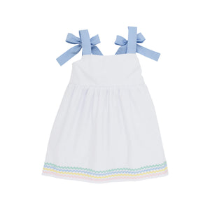 Macie Mini Dress - Worth Ave White w/ Multicolor Ric Rac