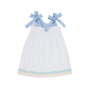 Macie Mini Dress - Worth Ave White w/ Multicolor Ric Rac