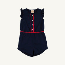 Load image into Gallery viewer, Marion Rose Romper - Nantucket Navy w/ Richmond Red - Broadcloth
