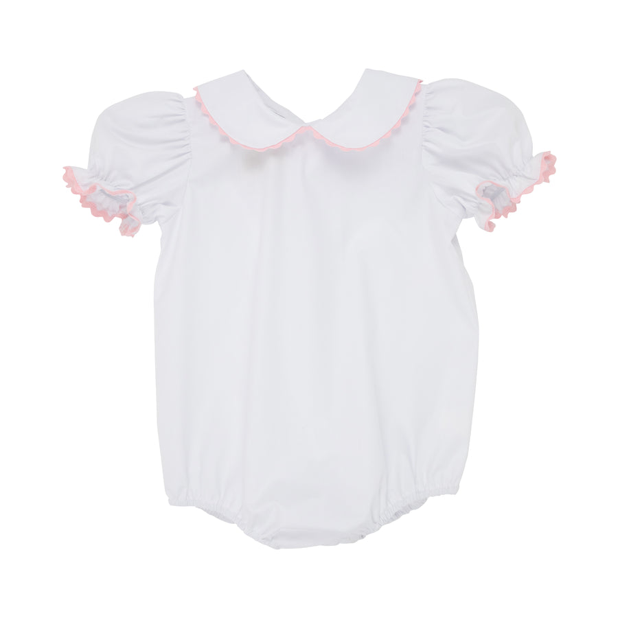 Maude's Peter Pan Collar Shirt - Worth Ave White w/ Palm Beach Pink Ric Rac - Short Sleeve