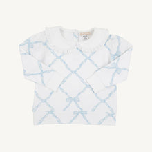 Load image into Gallery viewer, Maude&#39;s Ruffle Cassidy Crewneck - Belle Meade Bow (Buckhead Blue)
