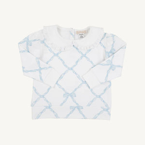 Maude's Ruffle Cassidy Crewneck - Belle Meade Bow (Buckhead Blue)