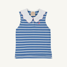 Load image into Gallery viewer, Paige's Playful Polo - Barbados Blue Stripe w/ Worth Ave White
