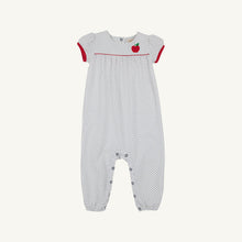 Load image into Gallery viewer, Penny's Playsuit - White w/ Nantucket Navy Microdot &amp; Richmond Red
