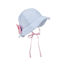 Load image into Gallery viewer, Pippa Petal Hat - Breakers Blue Seersucker w/ Palm Beach Pink
