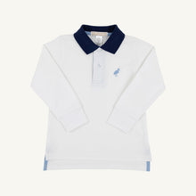 Load image into Gallery viewer, Prim &amp; Proper Polo - White w/ Nantucket Navy &amp; Barrington Blue - Long Sleeve
