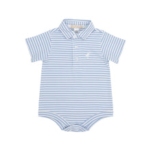 Load image into Gallery viewer, Prim &amp; Proper Polo - Beale Street Blue Stripe w/ Blue Stork
