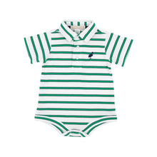 Load image into Gallery viewer, Prim &amp; Proper Polo - Worth Ave White, Nantucket Navy, Kiawah Kelly Green Stripe
