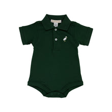 Load image into Gallery viewer, Prim &amp; Proper Polo - Grier Green w/ Multicolor Stork - Short Sleeve - Pima
