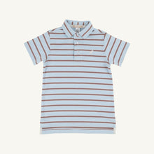 Load image into Gallery viewer, Prim &amp; Proper Polo - Buckhead Blue, Palmetto Pearl, &amp; Gray Bay Brown Stripe
