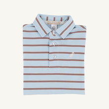 Load image into Gallery viewer, Prim &amp; Proper Polo - Buckhead Blue, Palmetto Pearl, &amp; Gray Bay Brown Stripe
