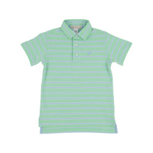 Load image into Gallery viewer, Prim &amp; Proper Polo - Grace Bay Green, Beale Street Blue, &amp; Worth Ave White Stripe
