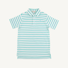 Load image into Gallery viewer, Prim &amp; Proper Polo - Turks Teal Stripe w/ Edisto Egg Blue - Short Sleeve - Pima
