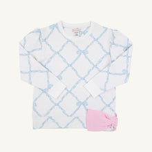 Load image into Gallery viewer, Cassidy Comfy Crewneck Puff Sleeve - Blue Belle Meade Bow w/ Pier Party Pink Bow
