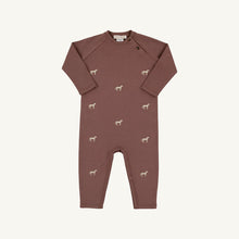 Load image into Gallery viewer, Rayburn Romper - Gray Bay Brown w/ Horses Embroidery - Pima
