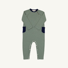 Load image into Gallery viewer, Rayburn Romper - Grier Green &amp; Palmetto Pearl Stripe w/ Navy - Pima
