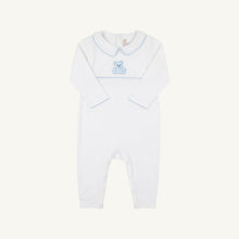 Load image into Gallery viewer, Robbins Romper - White w/ Buckhead Blue - Bear
