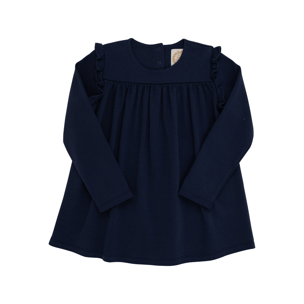 Ruby Mills Ruffle Top - Nantucket Navy - Long Sleeve