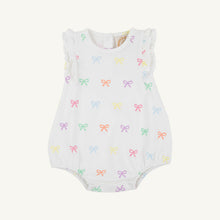 Load image into Gallery viewer, Ruehling Ruffle Bubble - Bitty Bows (White) - Pima

